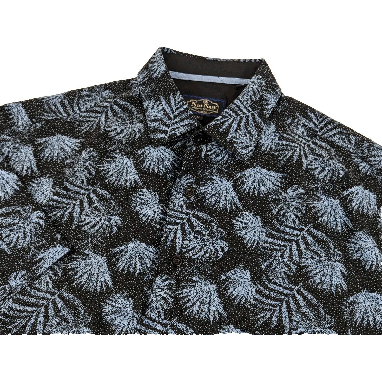 Blue Leaf Print Button Down Shirt Size M
